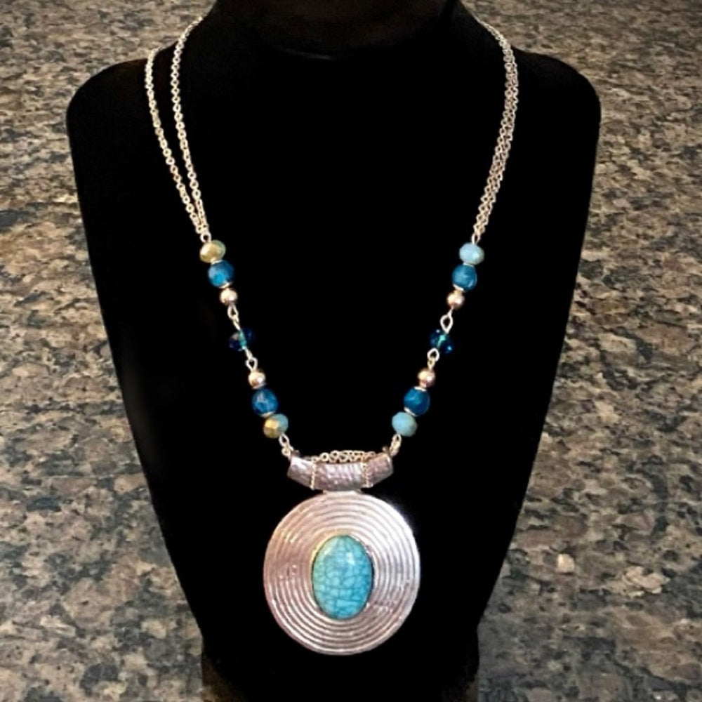 TURQUOISE & BEAD LONG NECKLACE