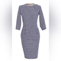 NINA LEONARD NAVY STRIPED DRESS