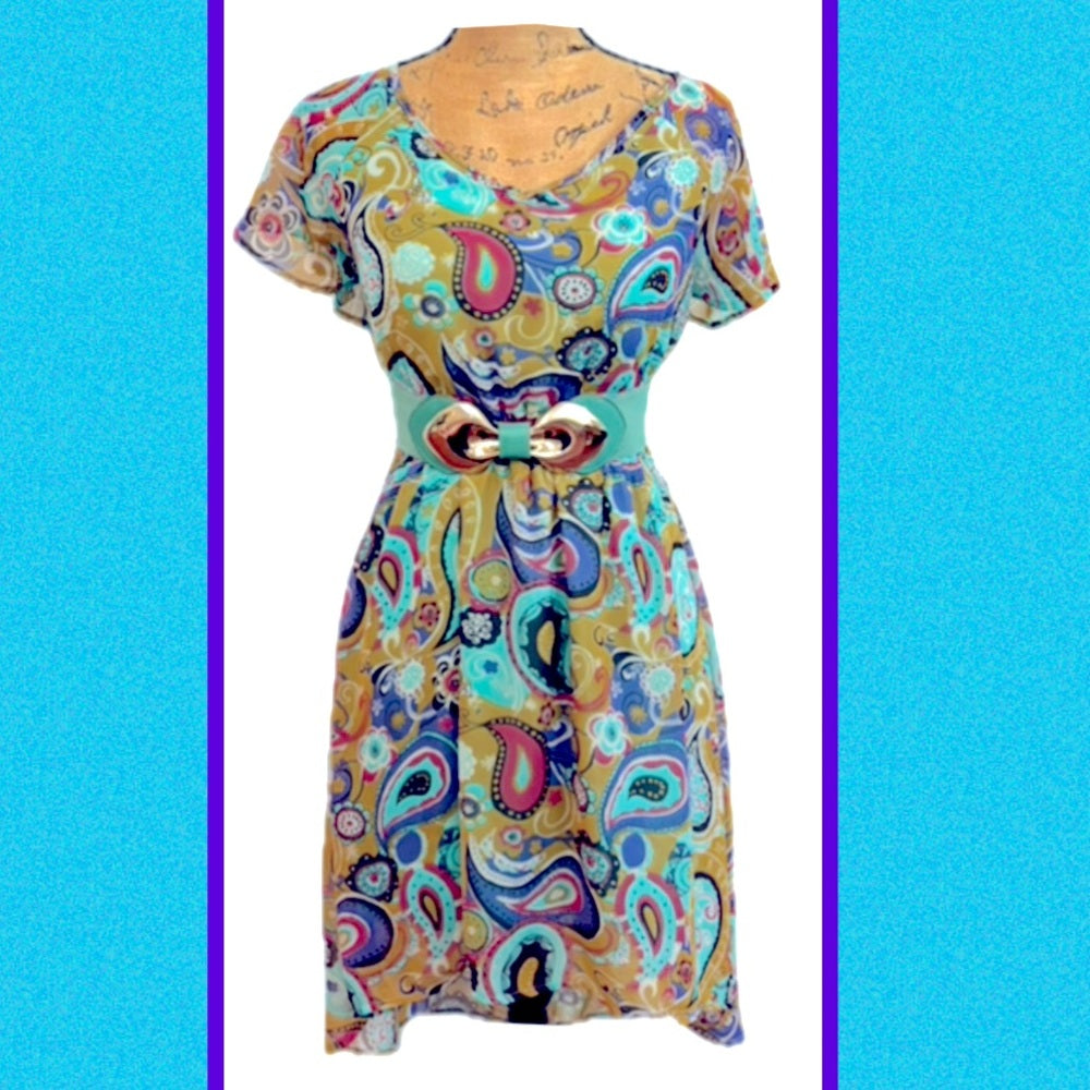 HELLO MISS BOHO DRESS WITH VINTAGE BOW BELT