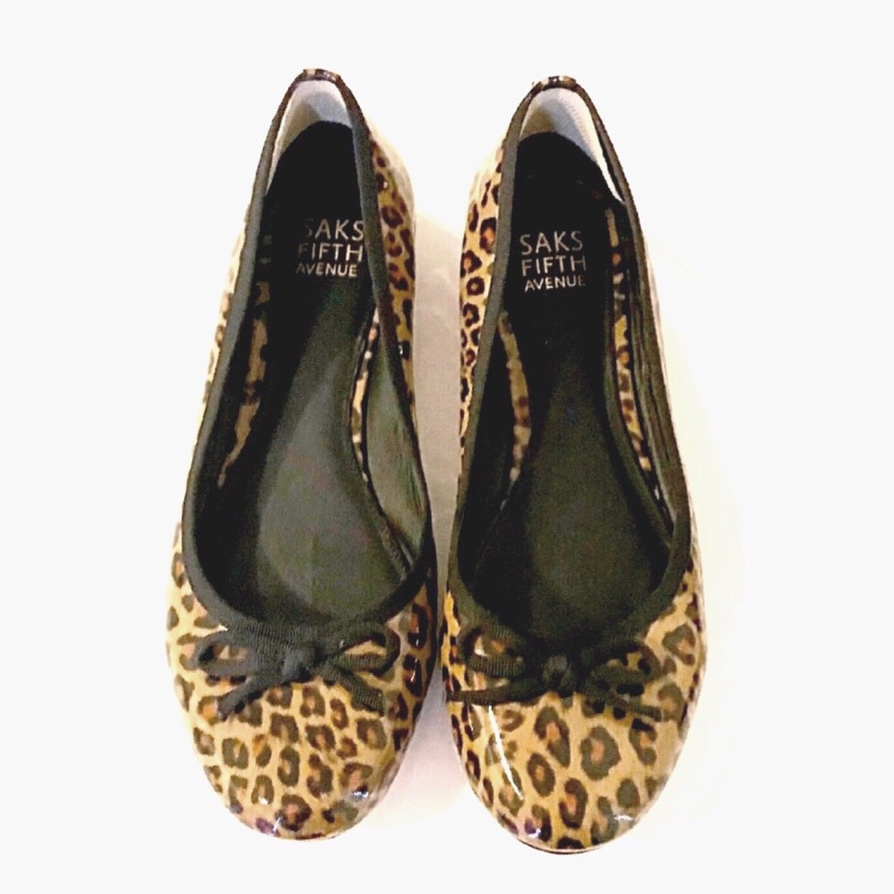 SAKS FIFTH AVENUE LEOPARD LEATHER FLARS