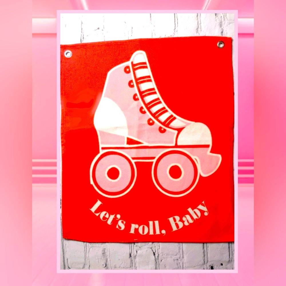 LET’s ROLL BABY RETRO SKATE BANNER