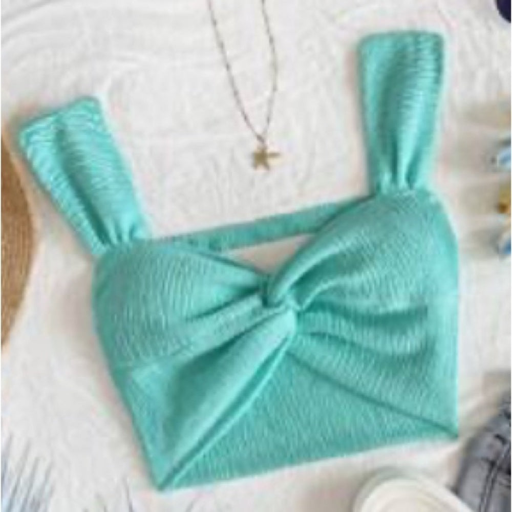 SHEIN Turquoise Twist Crop Top