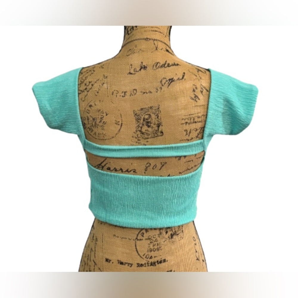 SHEIN Turquoise Twist Crop Top