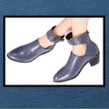 BLUE ANKLE STRAP BOOTS