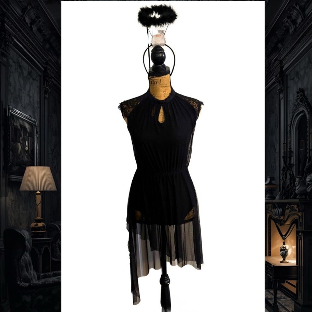 ODAS Black Leotard Sheer Dress