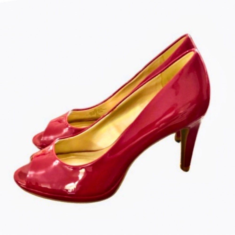 Bandolino Red Peep-Toe Heels