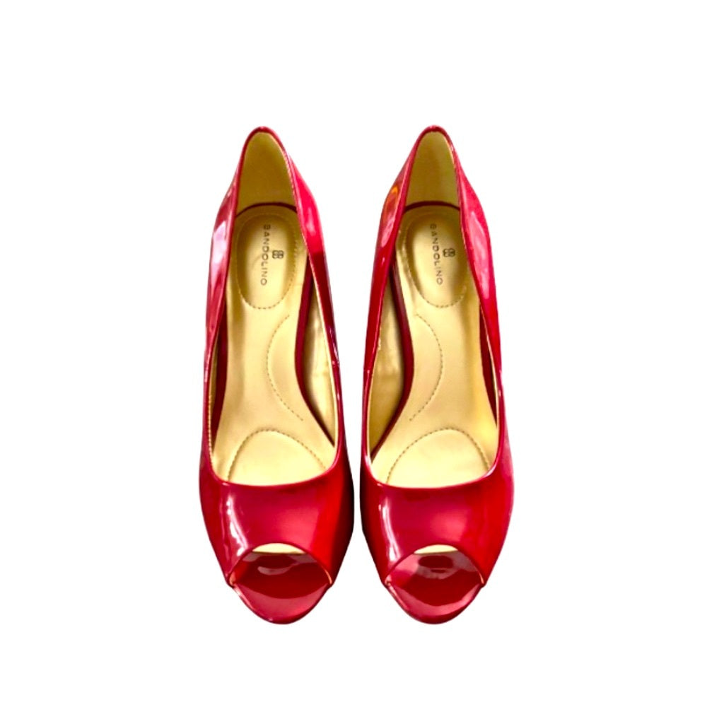 Bandolino Red Peep-Toe Heels