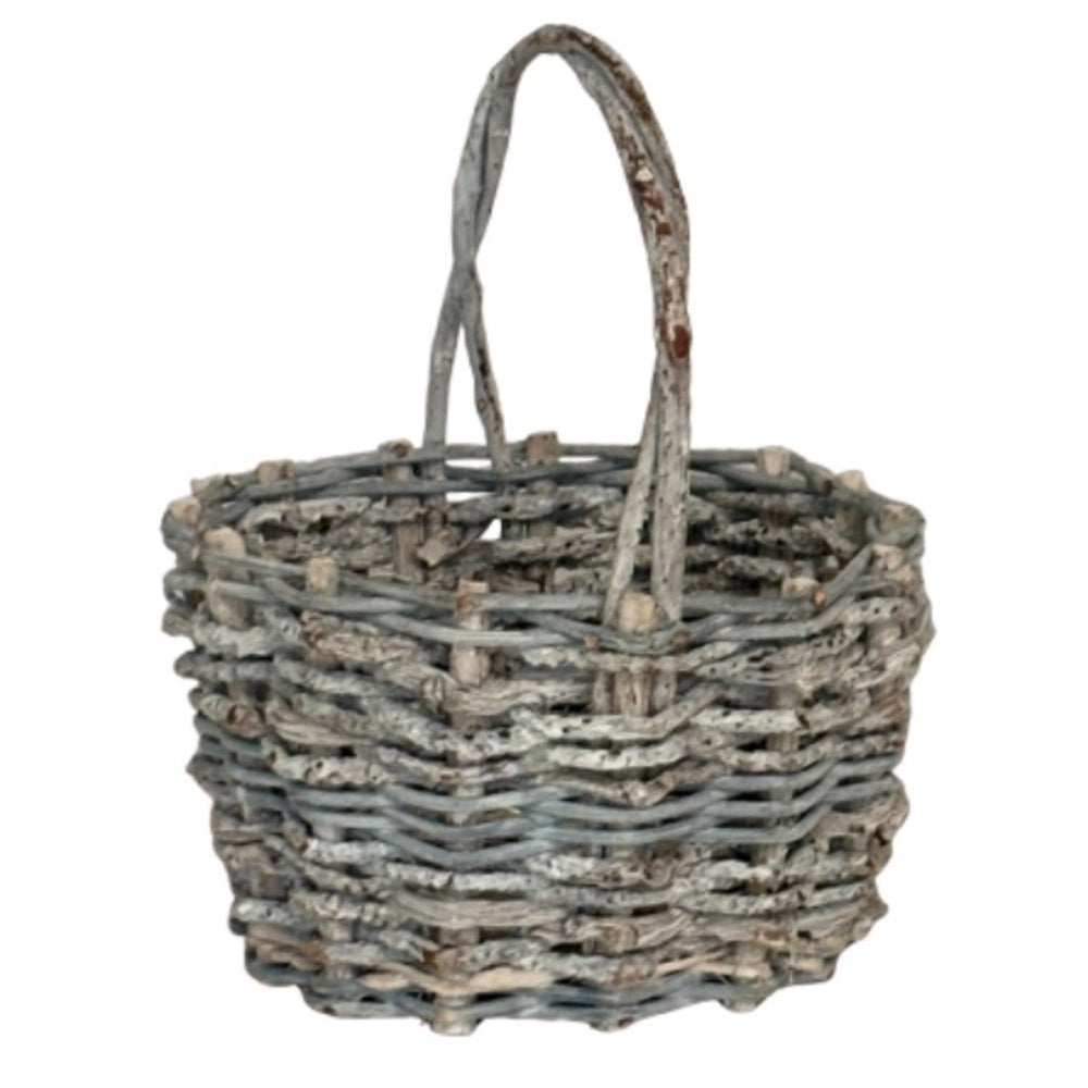 Rustic Distressed Gray Woven Basket