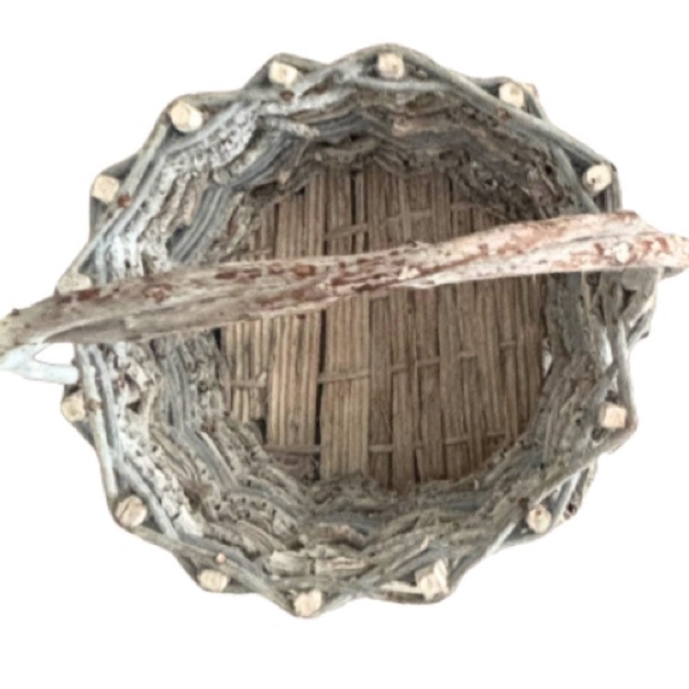 Rustic Distressed Gray Woven Basket