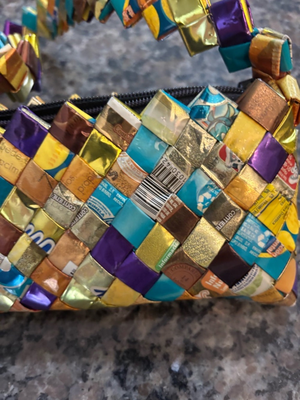 Candy Wrapper Woven Mini Multicolor Clutch