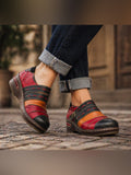 Women’s Colorblock Leather Clog Mules in Red, Black & Tan