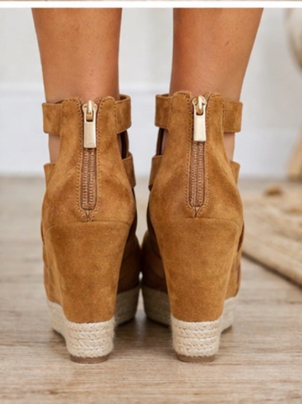 BCBG Jaida Dream Espadrille Wedge Suede with Ankle Straps