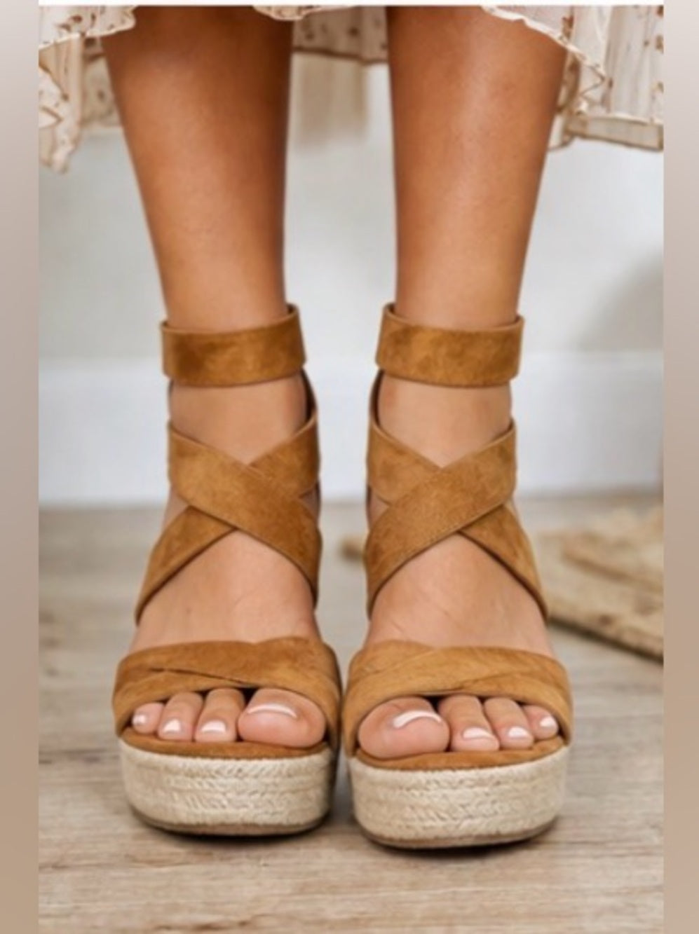 BCBG Jaida Dream Espadrille Wedge Suede with Ankle Straps