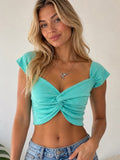 SHEIN Turquoise Twist Crop Top