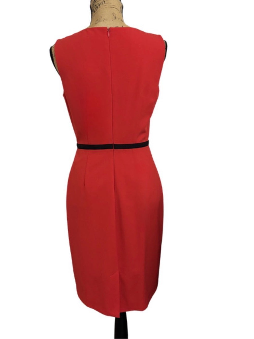 Calvin Klein Red Sleeveless Colorblock Sheath Dress