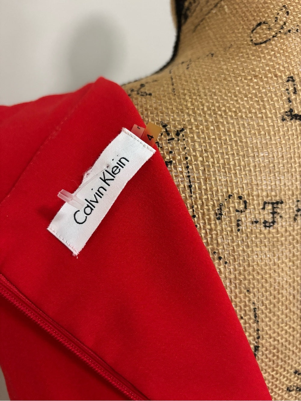 Calvin Klein Red Sleeveless Colorblock Sheath Dress