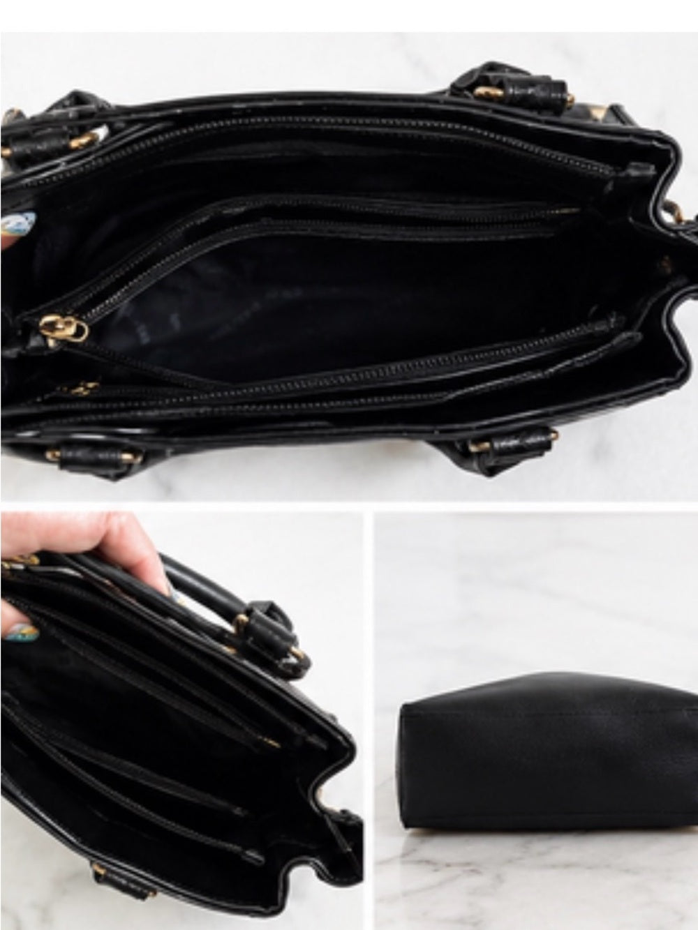 Anne Klein Black Croc-Textured Tote Bag with Scarf Accent