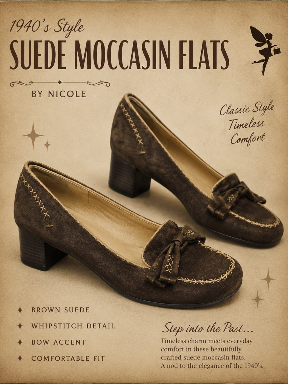 Nicole Brown Suede Moccasin Loafers with Bow Accent