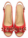Alexis Leroy Floral Slingback Peep-Toe Flats